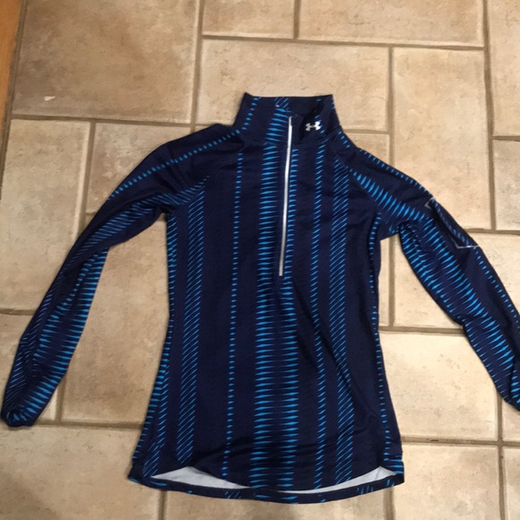 Underarmour blue patterned fitted quarter zip - Picture 1 of 3